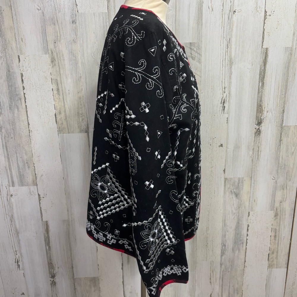 Notations Embroidered Open Front Jacket - Picture 8 of 10